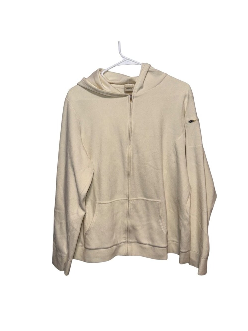 L.L.Bean Womens Ivory Full-Zip Hoodie 1X Polyester Relaxed Fit